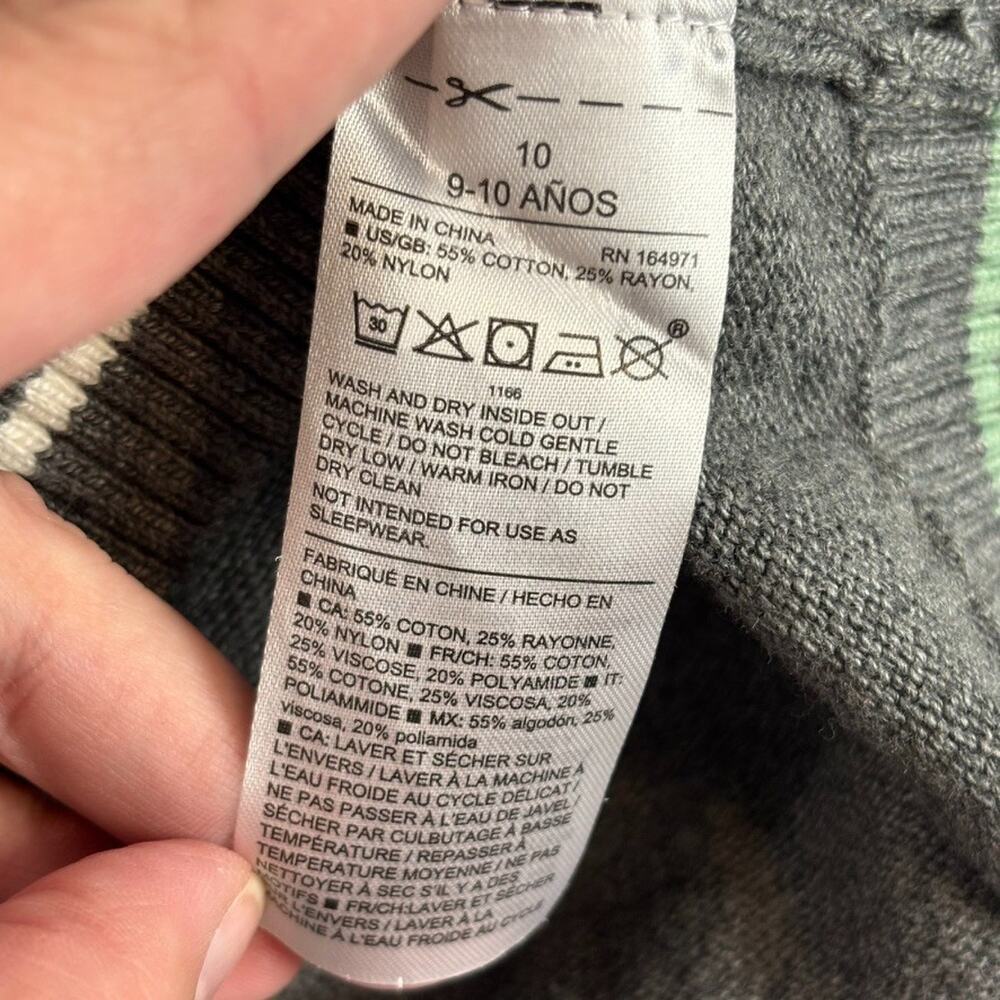 Janie and Jack Sweater Boys 10 Gray Dinosaur Stegosaurus Crewneck Knit Jurassic - Picture 7 of 11